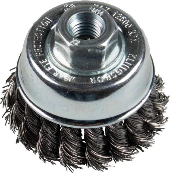 Carda de Copa 4" Alambre Trenzado Fino Eje M14 – Truper